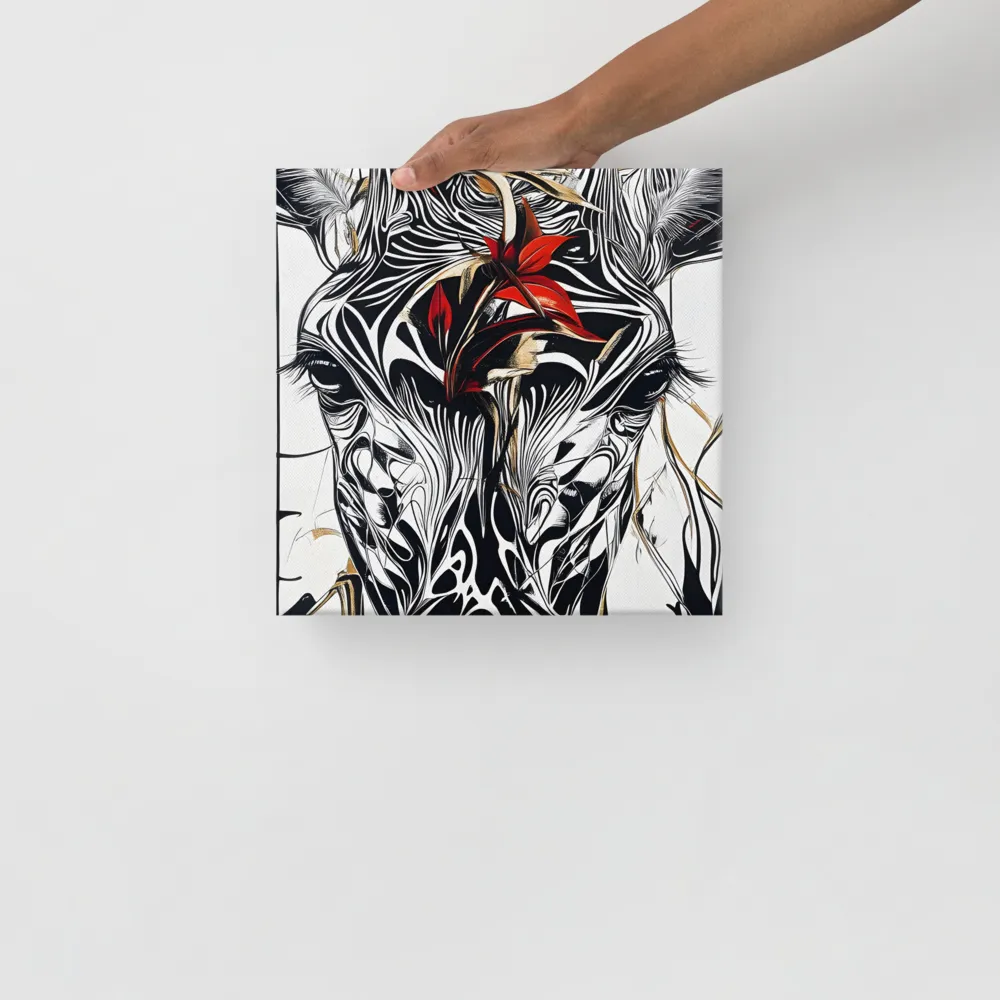 Floral Elegance: The Giraffe's Portrait | Canvas | 12″×12″