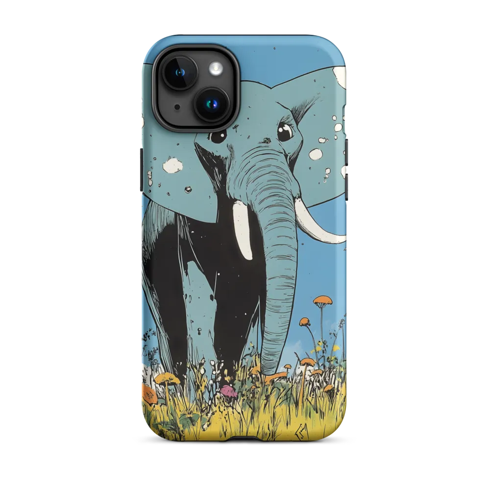 Whimsical Blue Elephant in Bloom