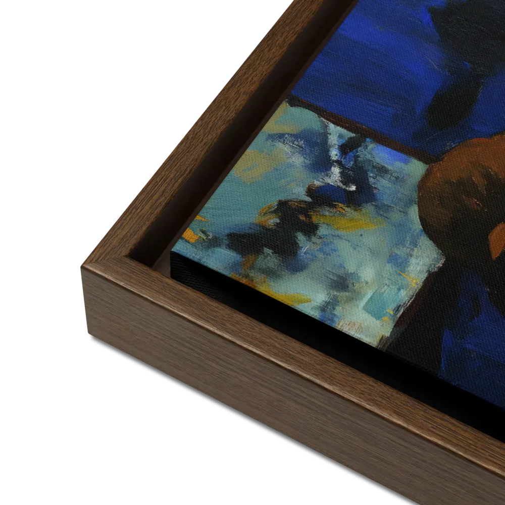 Contemplation Under the Night Sky | Canvas with Brown Frame | 12″×12″