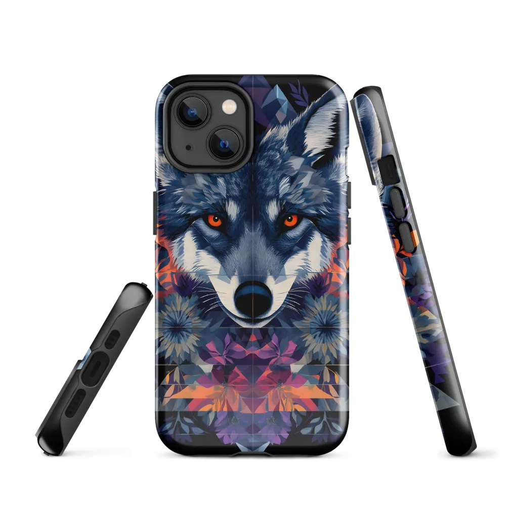 Mystical Wolf Amidst Floral Geometry