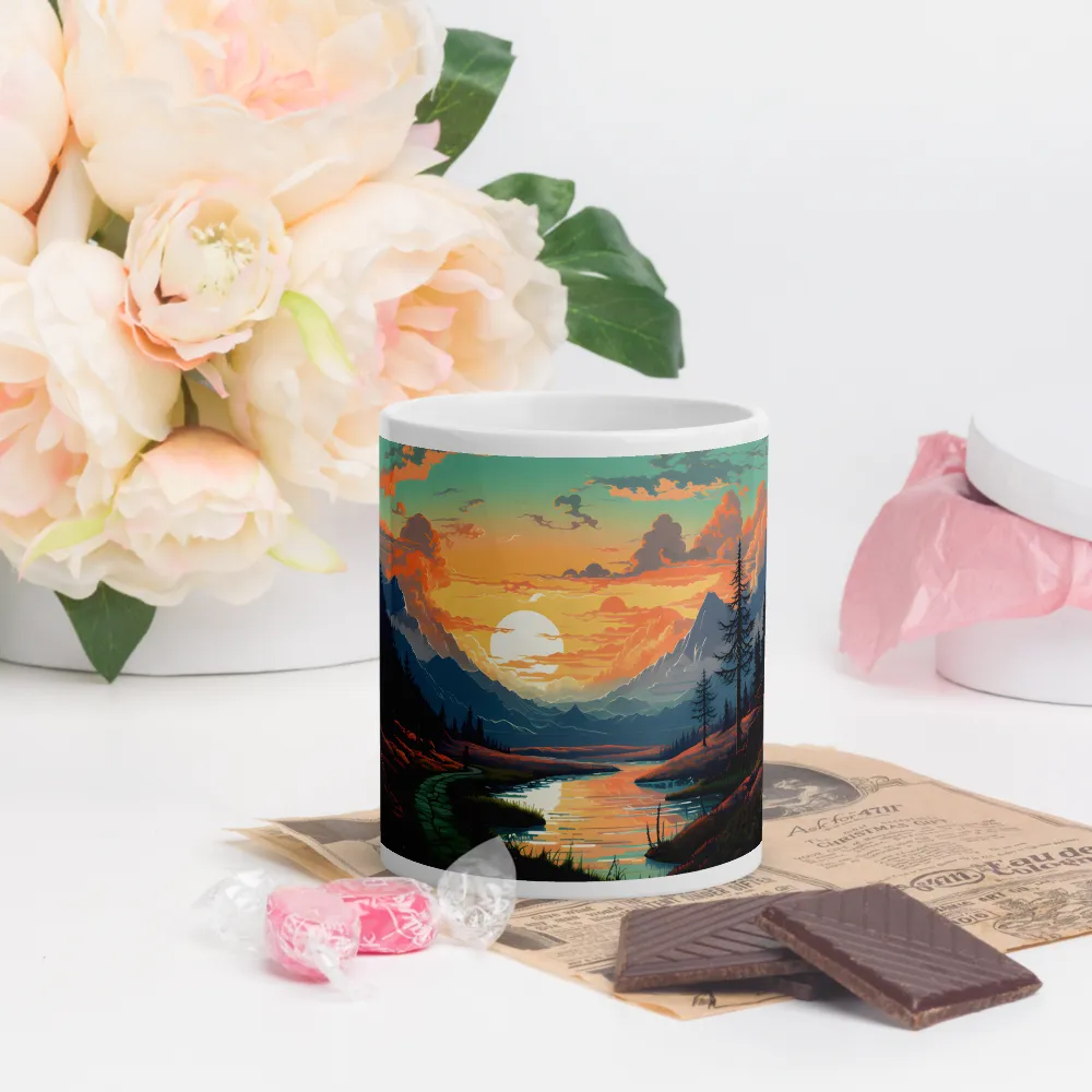 Tranquil Sunset Over the Majestic Mountains | Mugs | Multiple Sizes & Colors