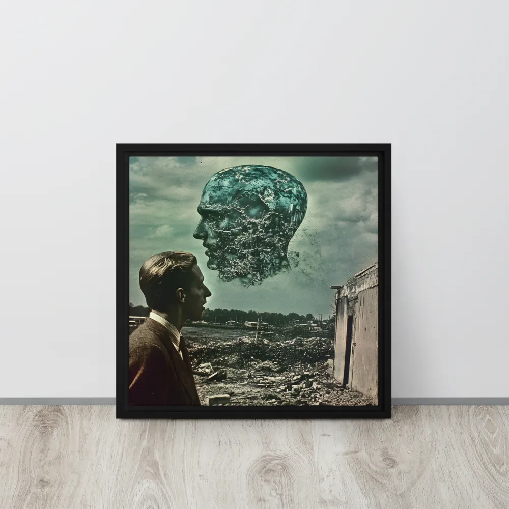 Ethereal Reflections: Identity in a Fragmented World | Canvas with Black Frame | 16″×16″