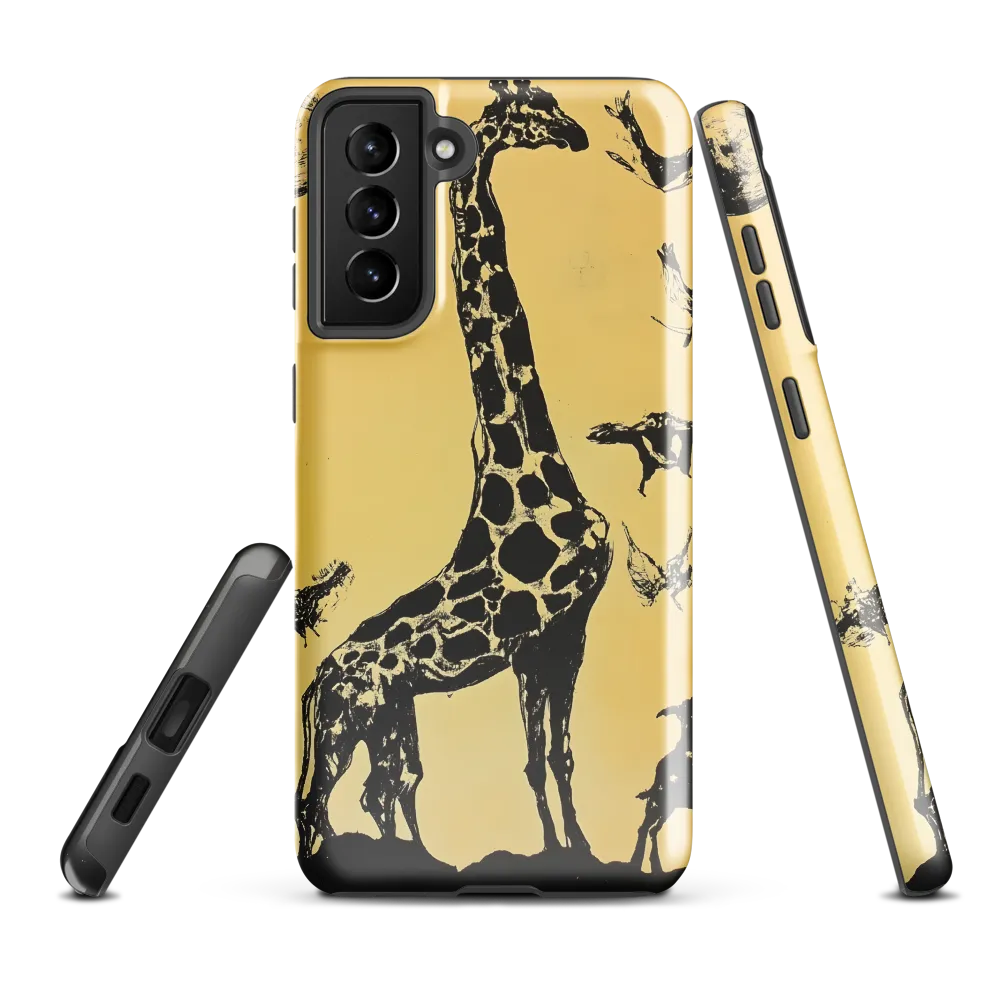 Whimsical Harmony of Giraffe and Birds
