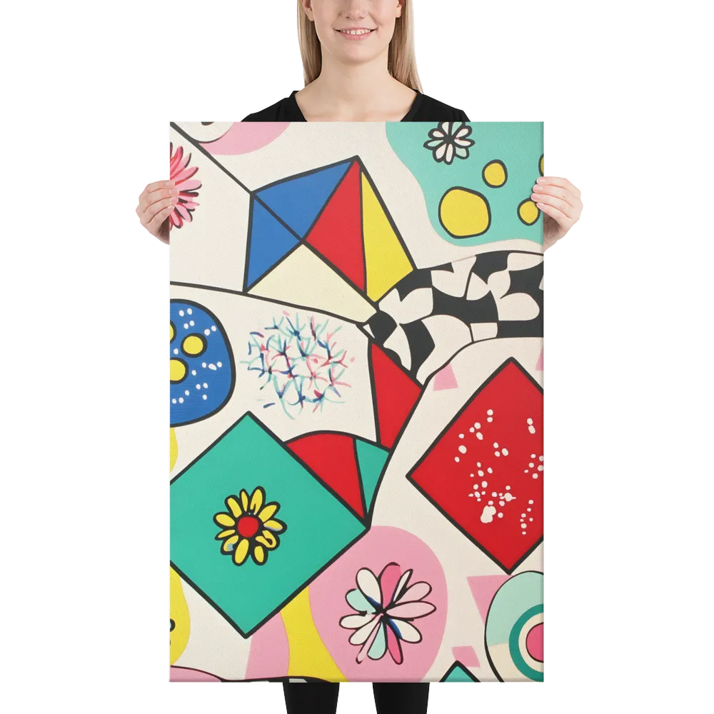 Joyful Geometry: A Playful Dance of Shapes and Colors | Canvas | 24″×36″