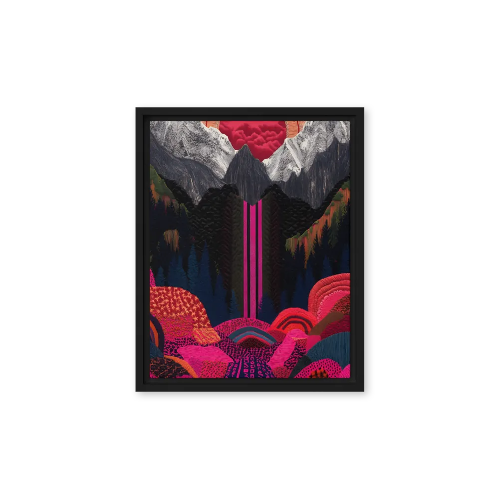 Ethereal Cascade: A Surreal Landscape | Canvas with Black Frame | 11″×14″