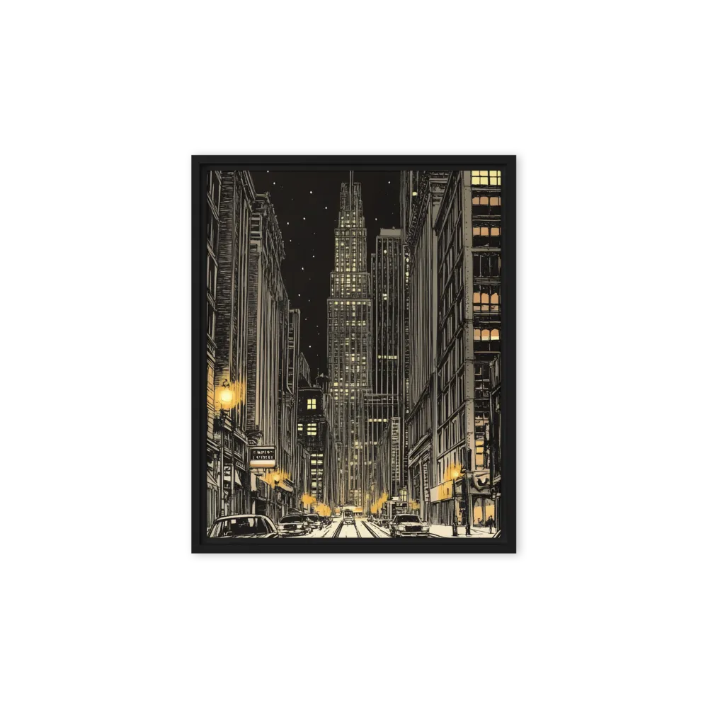 Whispers of the Night City | Canvas with Black Frame | 8″×10″