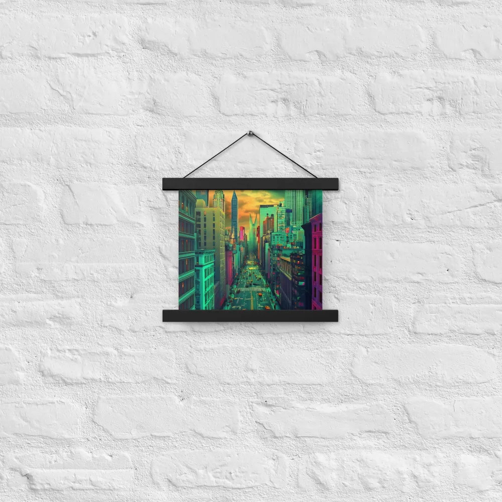 Urban Surrealism: Neon Dreams | Poster With Black Wood Hanger | 10″×10″