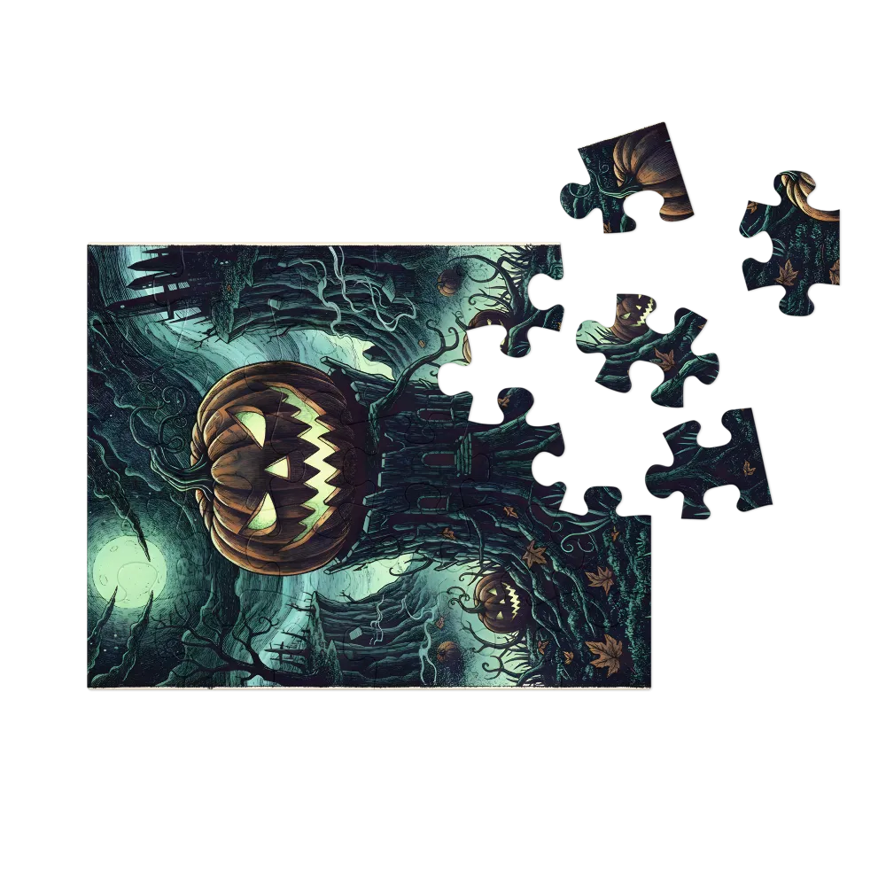 Moonlit Jack-o'-Lantern 
 Jigsaw Puzzle in Tin Box