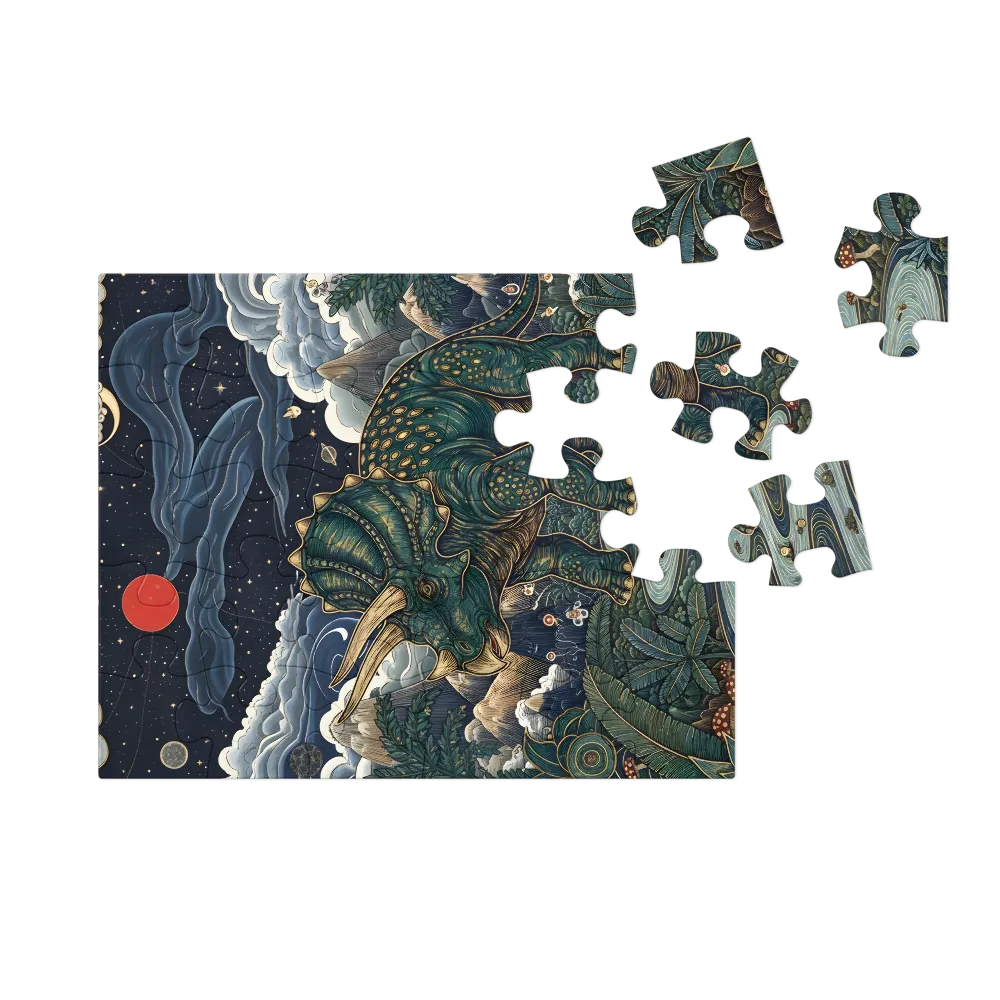 Starry Triceratops 
 Jigsaw Puzzle in Tin Box