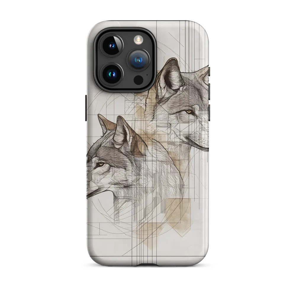 Geometric Harmony: The Essence of Wolves | Phone Case |  15 Pro Max | Tough Case | Matte