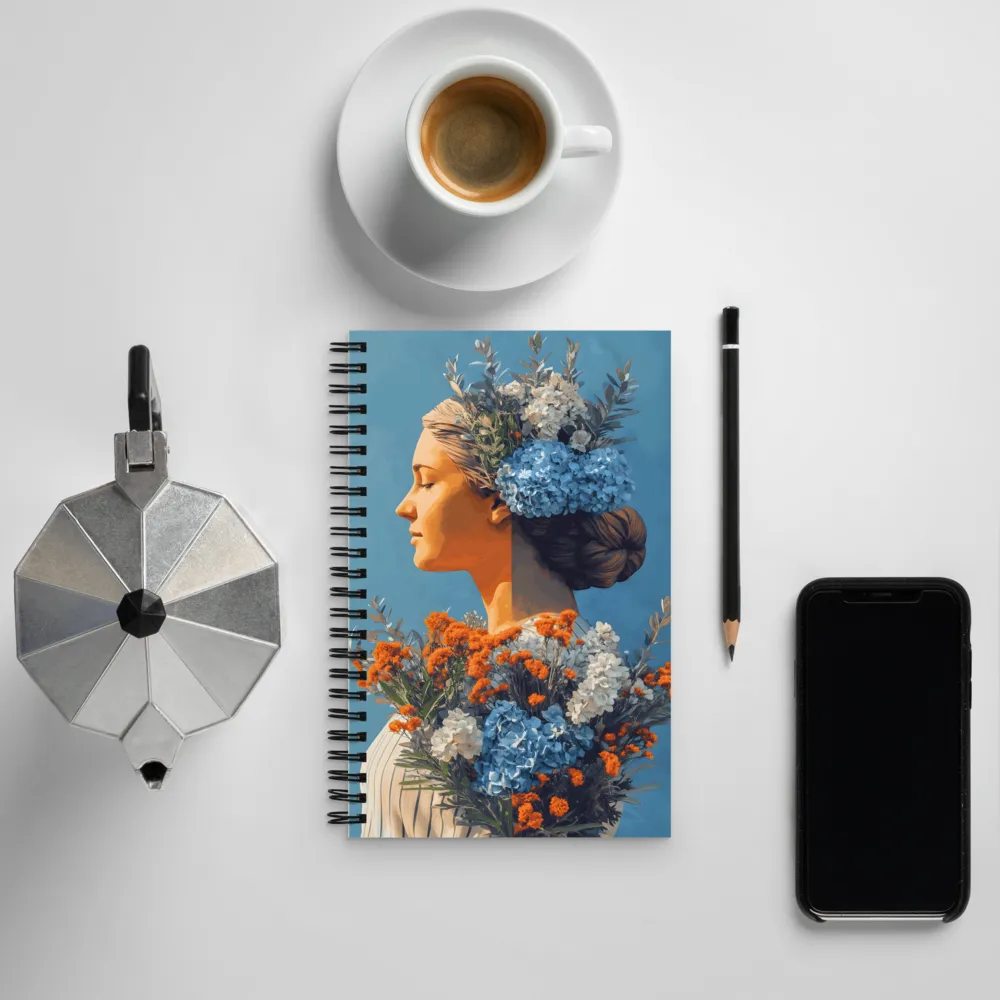 Floral Reverie: A Portrait of Serenity | Spiral Notebook