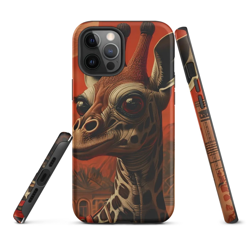 Whimsical Giraffe in an Orange Dreamscape
