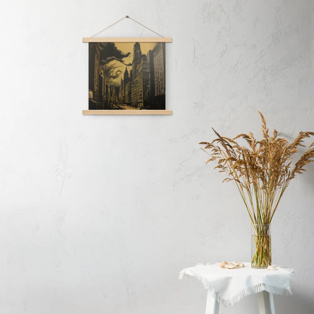 Echoes of a Forgotten Skyline | Poster With Oak Wood Hanger | 14″×14″