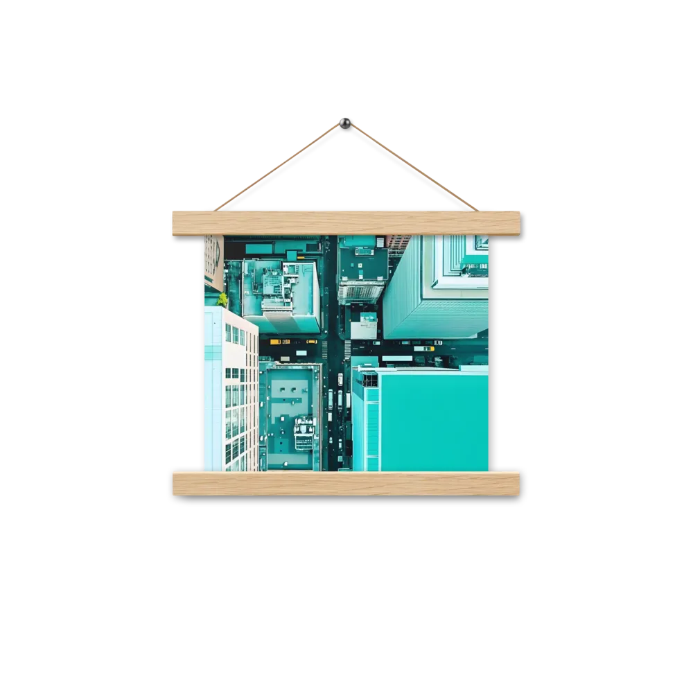 Urban Geometry: Aerial Perspective | Poster With Oak Wood Hanger | 10″×10″