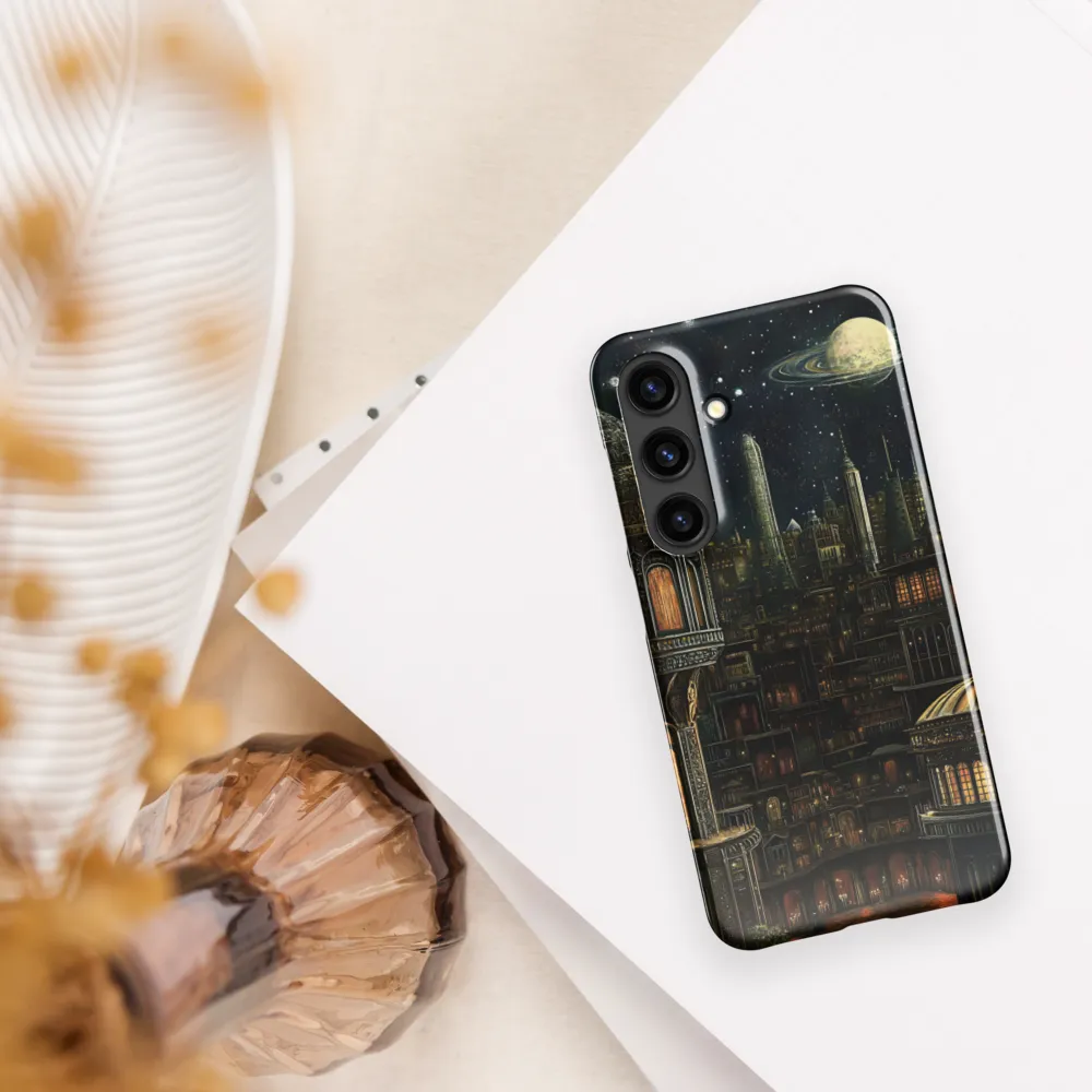 Celestial Enigma: A Surreal Cityscape | Phone Case |  S24 | Snap Case | Glossy