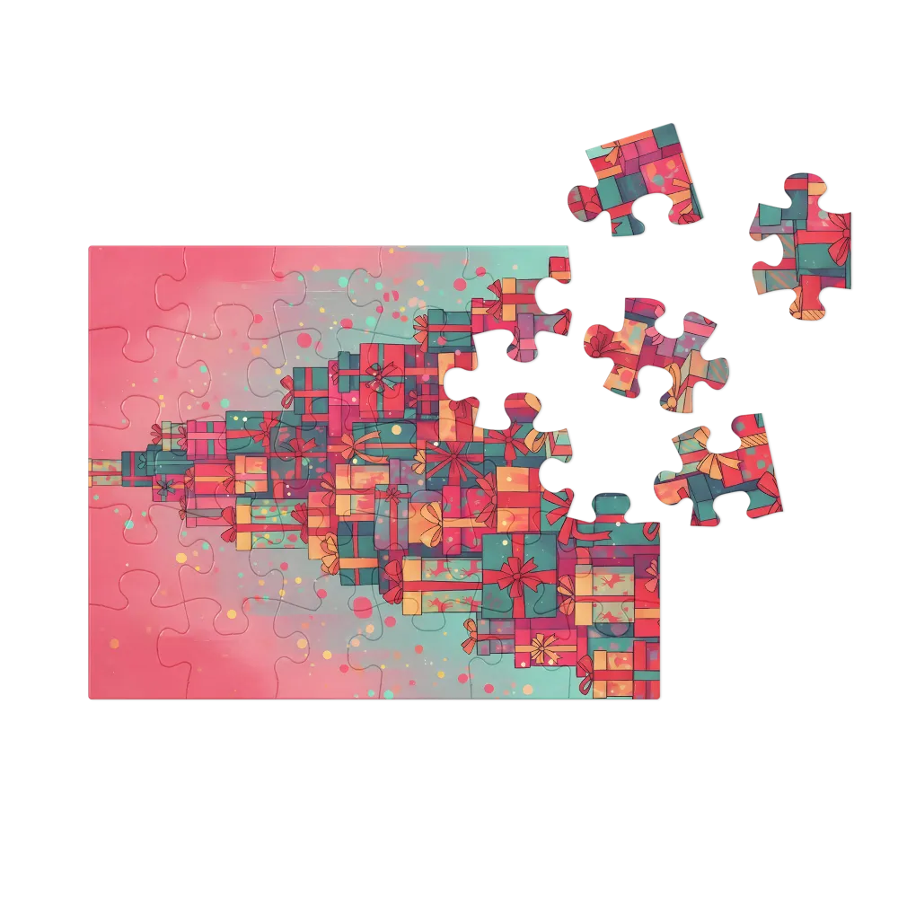 Pyramid of Presents 
 Jigsaw Puzzle in Tin Box