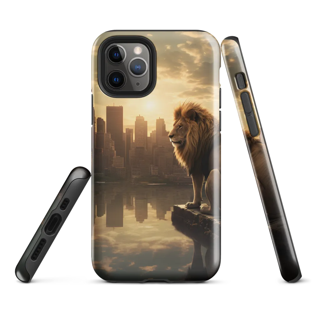 The Lion's Gaze Over the Urban Symphony | Phone Case |  11 Pro | Tough Case | Glossy