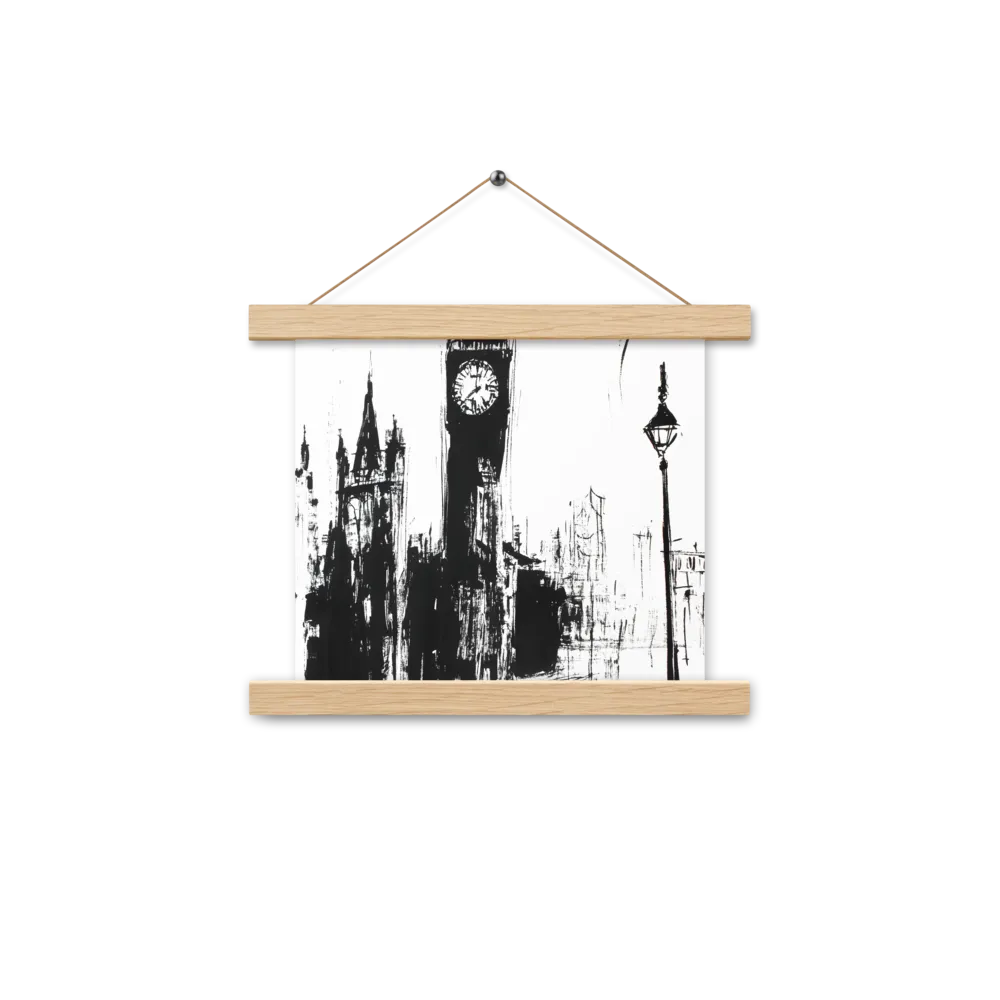 Clock Tower in Motion | Poster With Oak Wood Hanger | 10″×10″