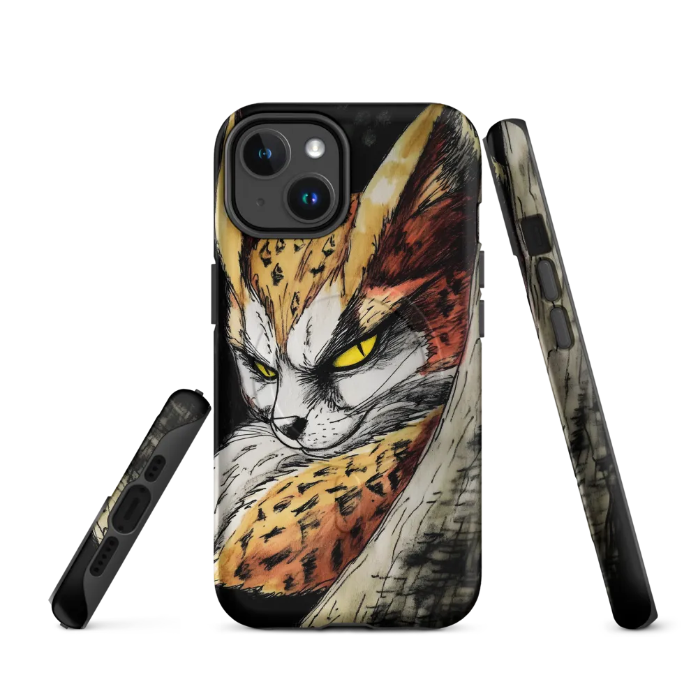 Fierce Gaze of the Wild Cat | Phone Case |  14 | MagSafe® Tough Case | Matte