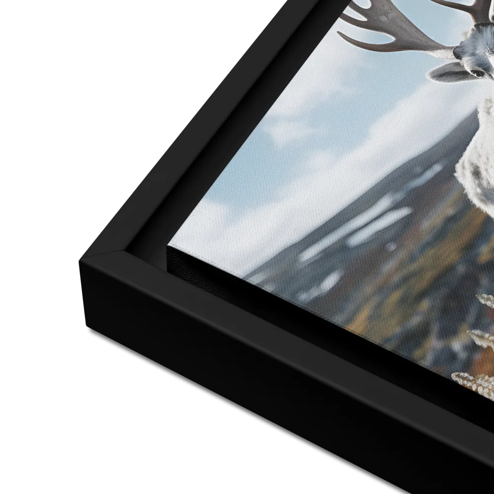 Majestic Harmony: The Reindeer in Nature | Canvas with Black Frame | 12″×16″