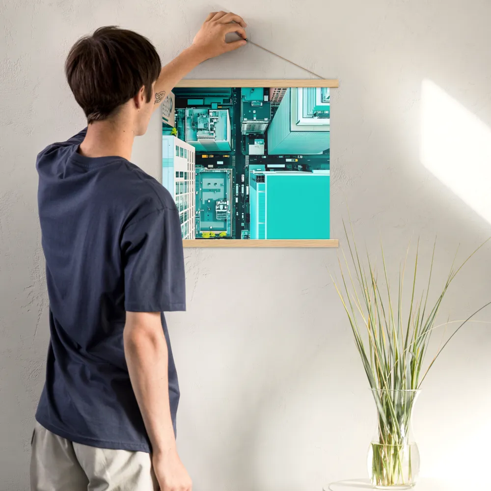 Urban Geometry: Aerial Perspective | Poster With Oak Wood Hanger | 18″×18″