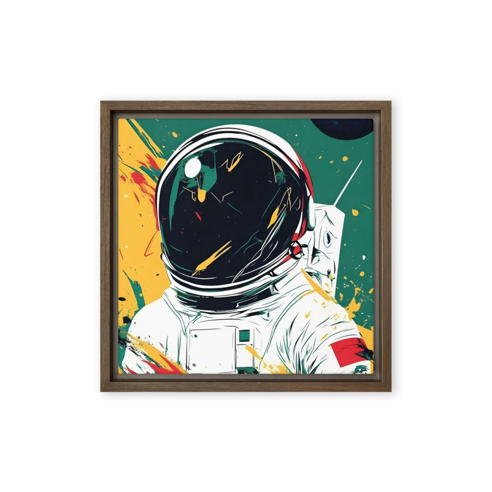 Galactic Explorer: A Modern Odyssey | Canvas with Brown Frame | 12″×12″