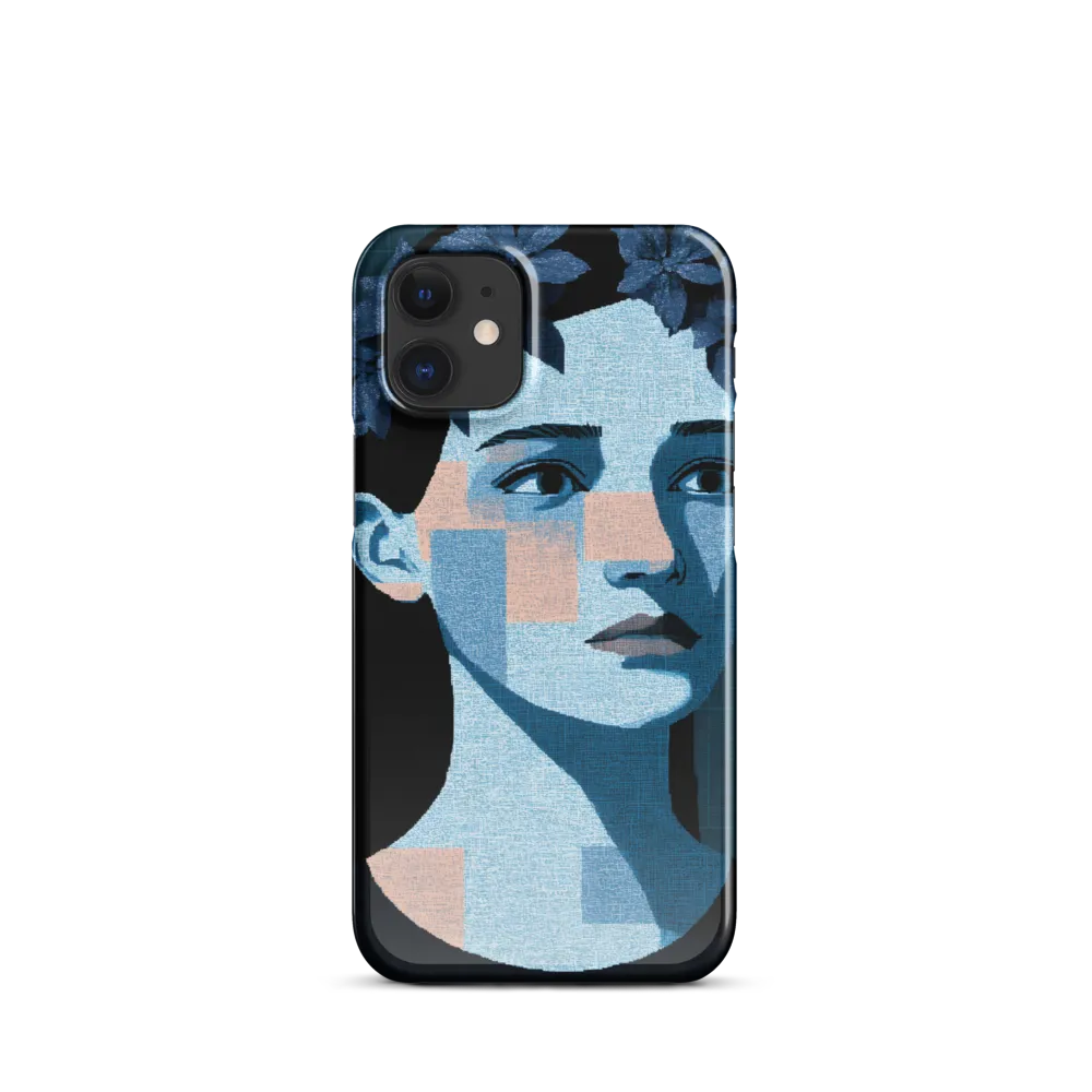 Grid-Wreathed Cyan Portrait