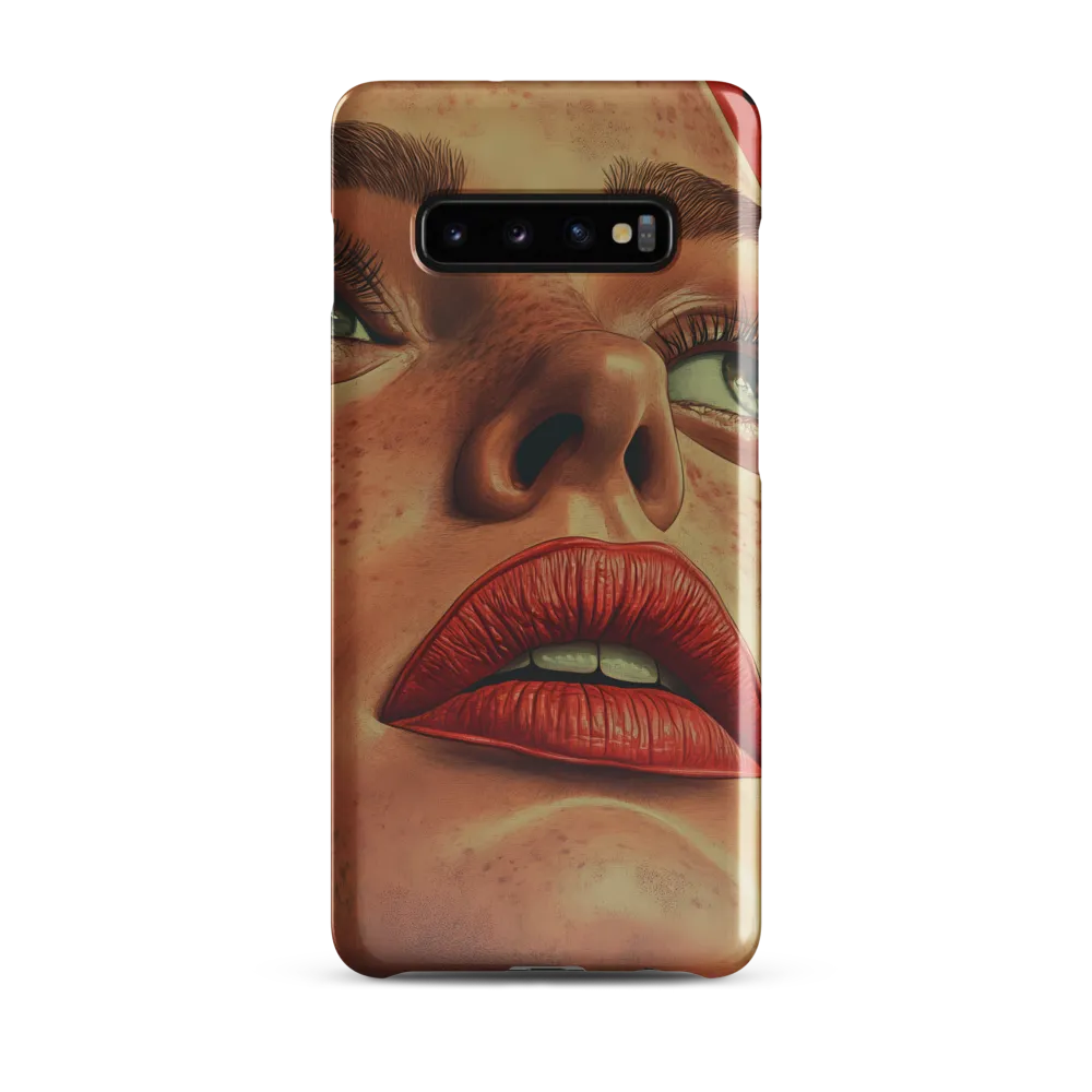 Red Intensity: A Portrait of Elegance | Phone Case |  S10 Plus | Snap Case | Glossy