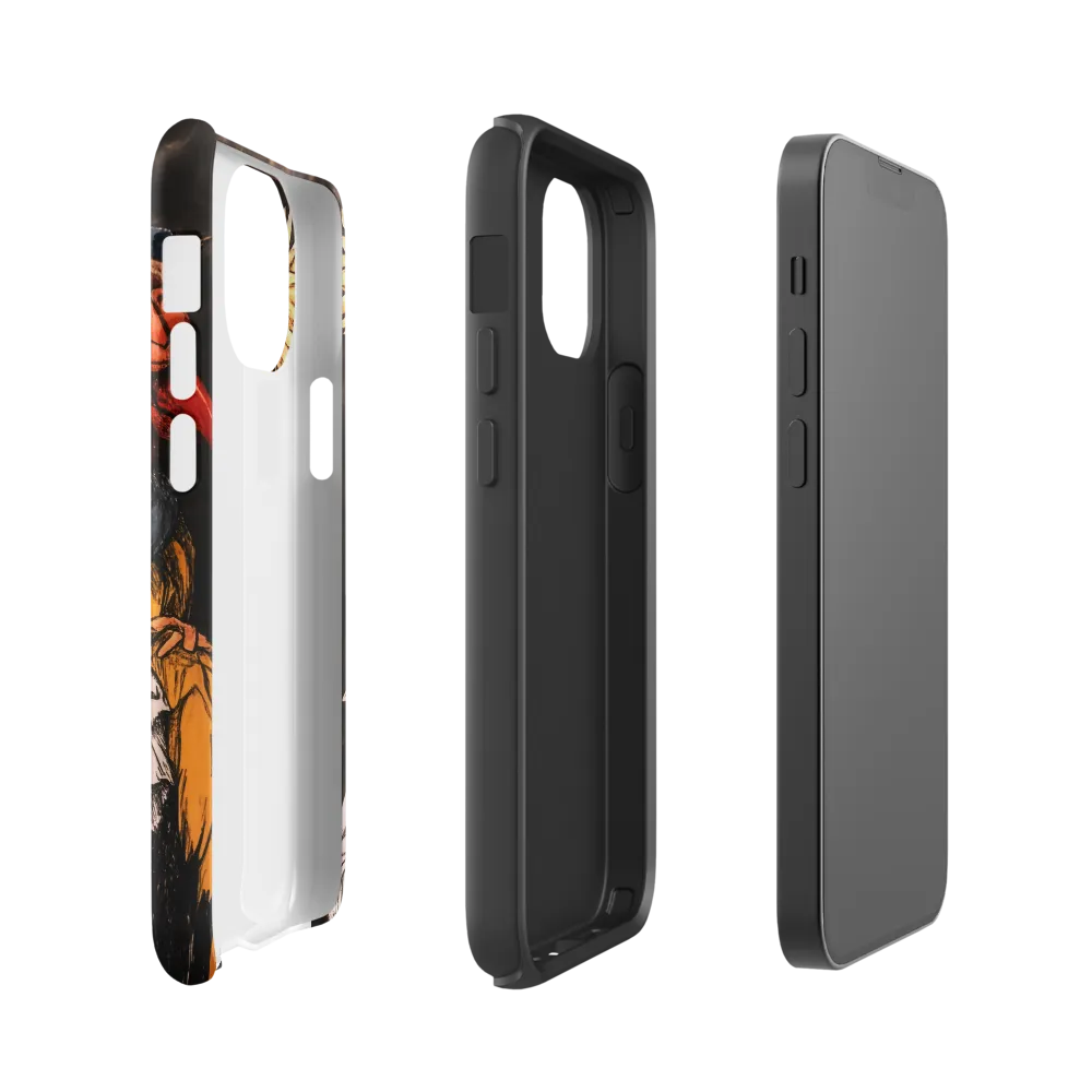 The Surreal Guardian: A Dance of Feathers and Flowers | Phone Case |  13 mini | Tough Case | Matte
