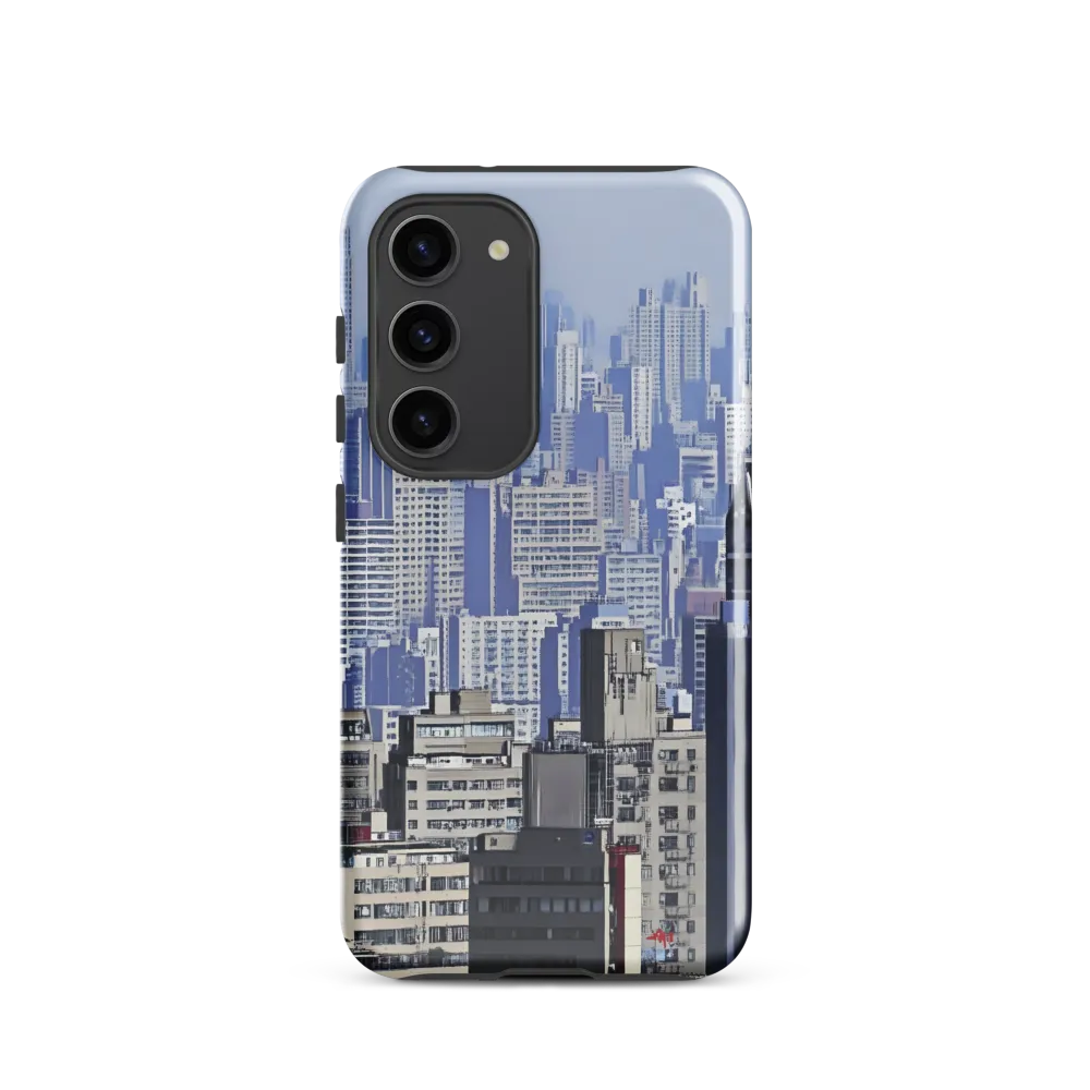 Urban Symphony: A Cityscape in Blues and Grays