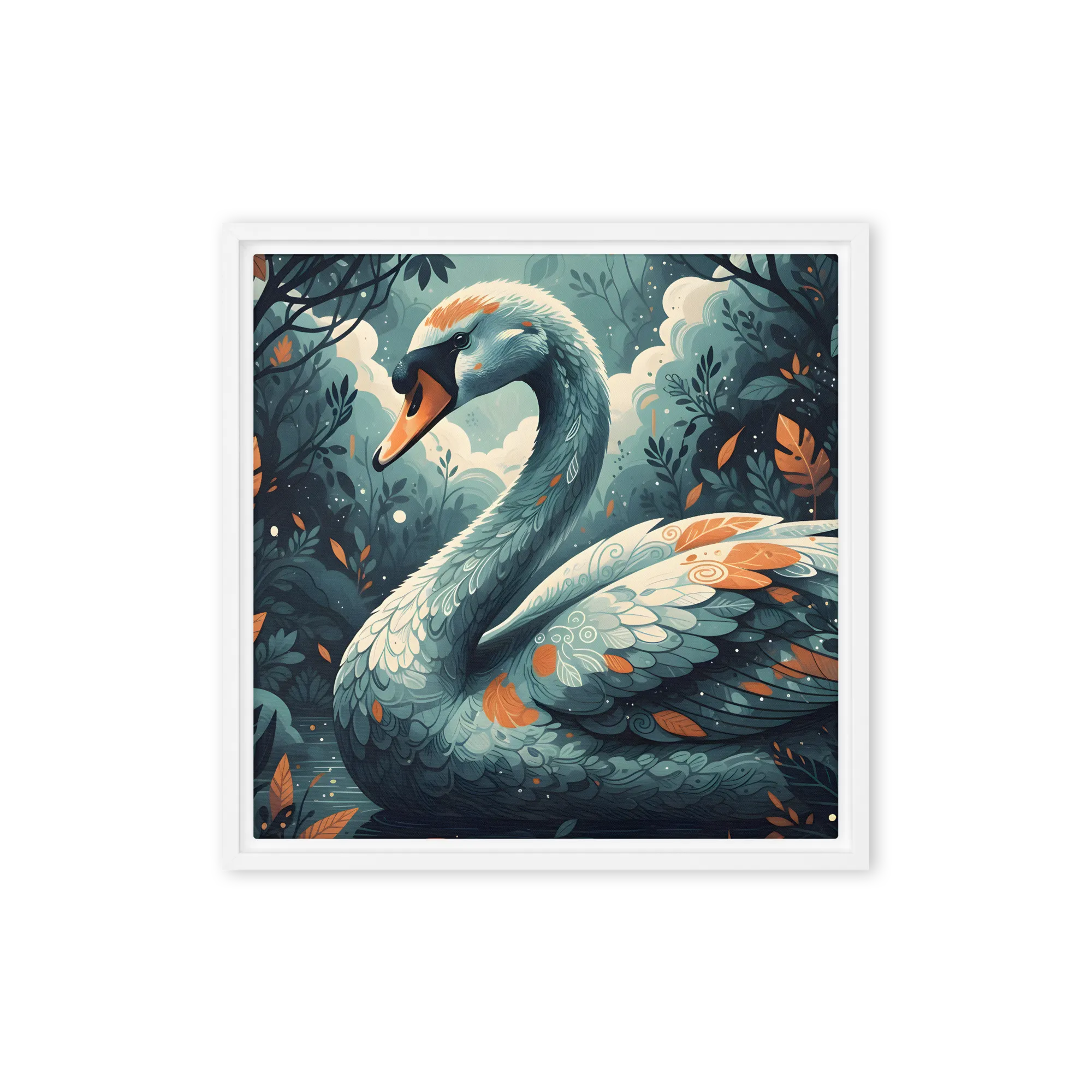 Grove Swan 
 Canvas with White Frame