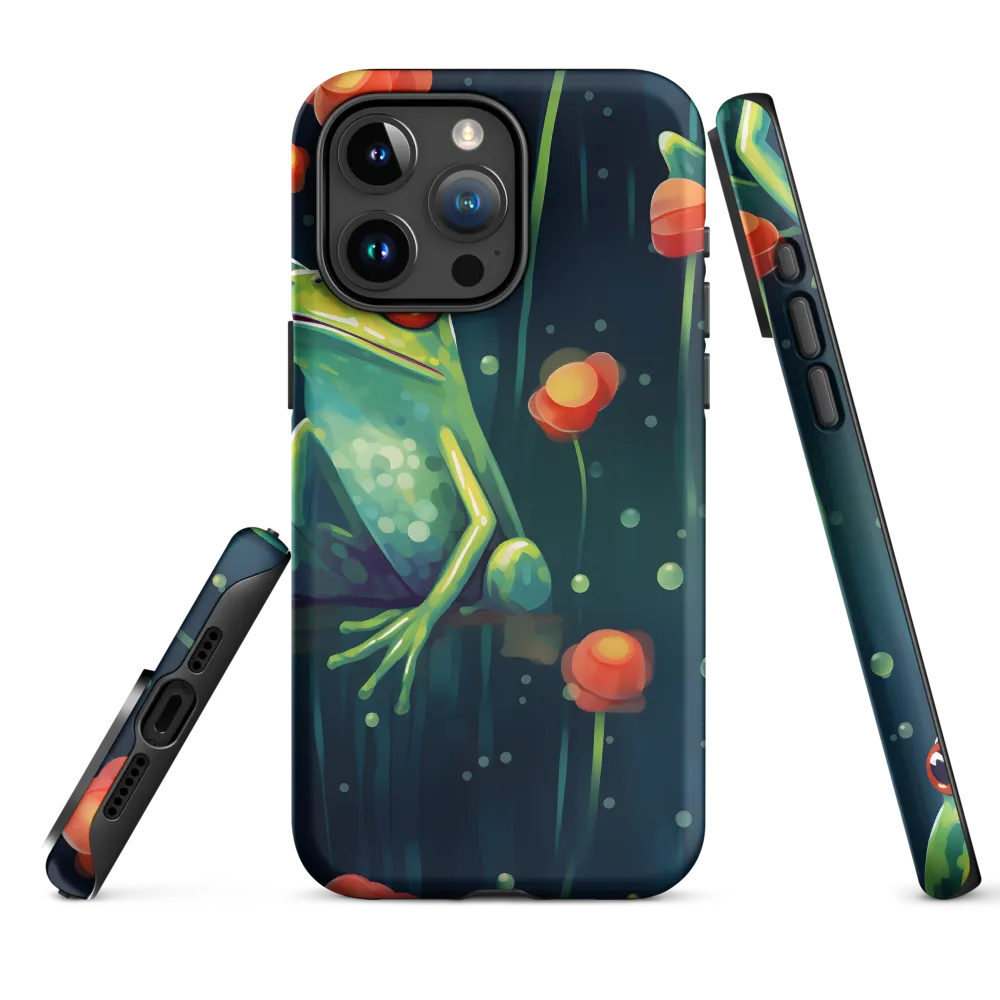 Playful Frogs in a Lush Pond | Phone Case |  15 Pro Max | Tough Case | Matte
