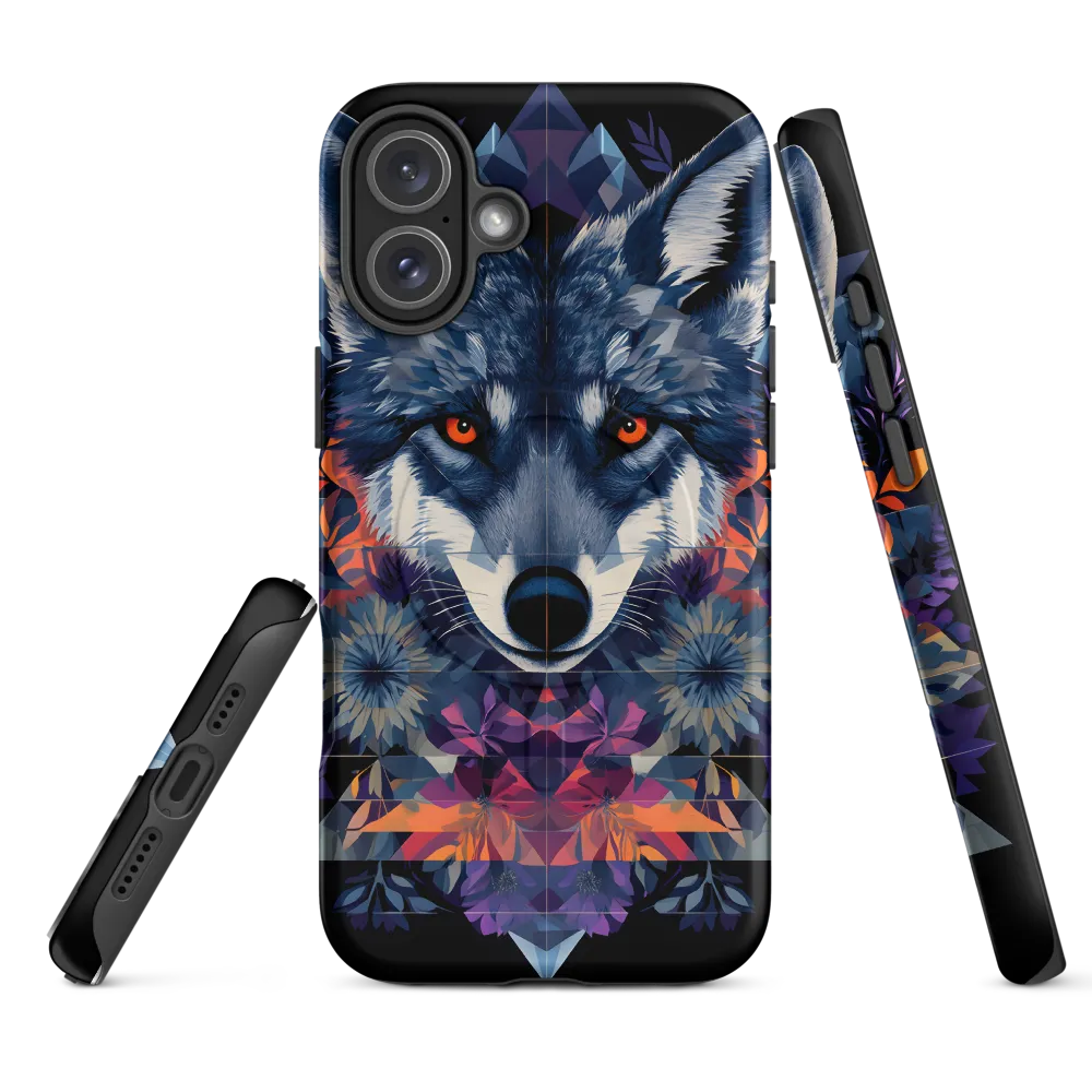 Mystical Wolf Amidst Floral Geometry
