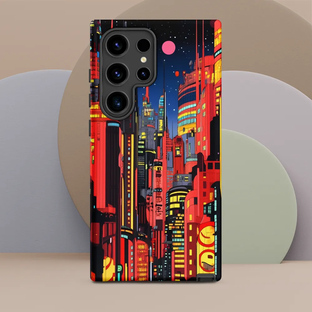 Neon Dreams: A Cyberpunk Cityscape | Phone Case |  S24 Ultra | Tough Case | Matte
