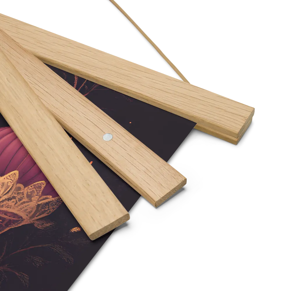 Ornate Harmony: A Digital Floral Architecture | Poster With Oak Wood Hanger | 14″×14″