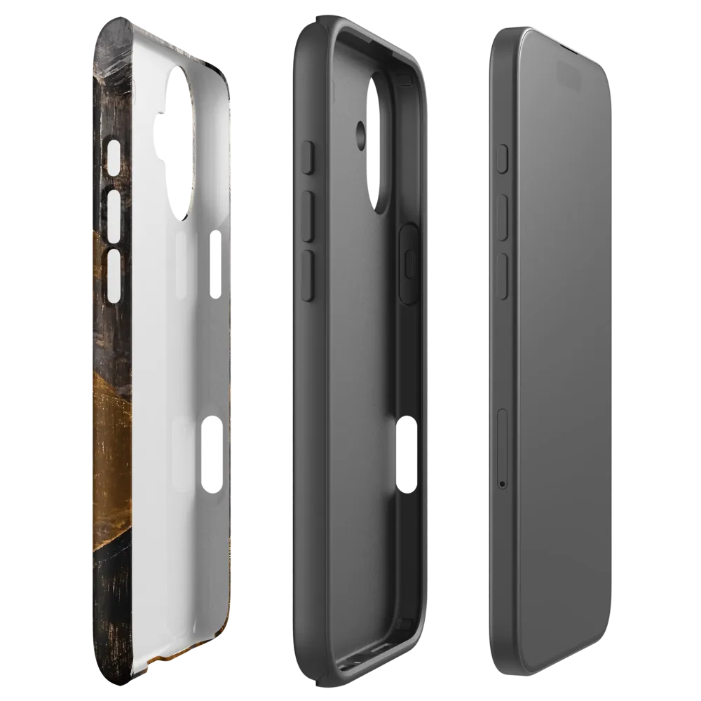 Geometric Harmony in Gold and Black | Phone Case |  16 Plus | Tough Case | Matte