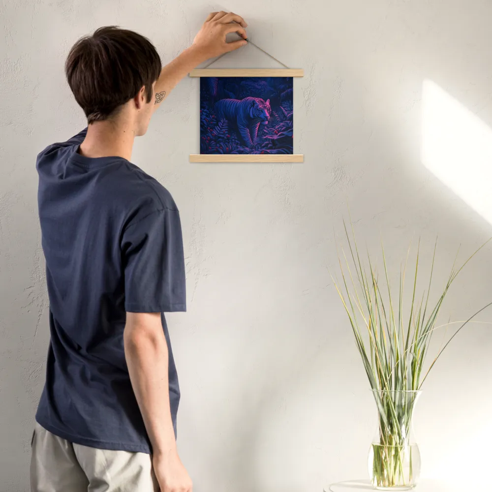 Mystic Prowler: The White Tiger in the Jungle | Poster With Oak Wood Hanger | 10″×10″
