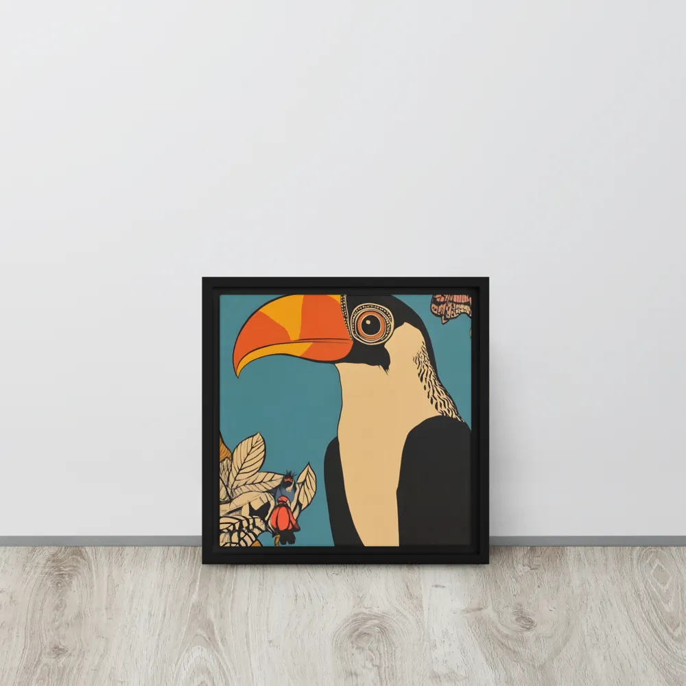 Tropical Majesty: The Toucan at Rest | Canvas with Black Frame | 12″×12″