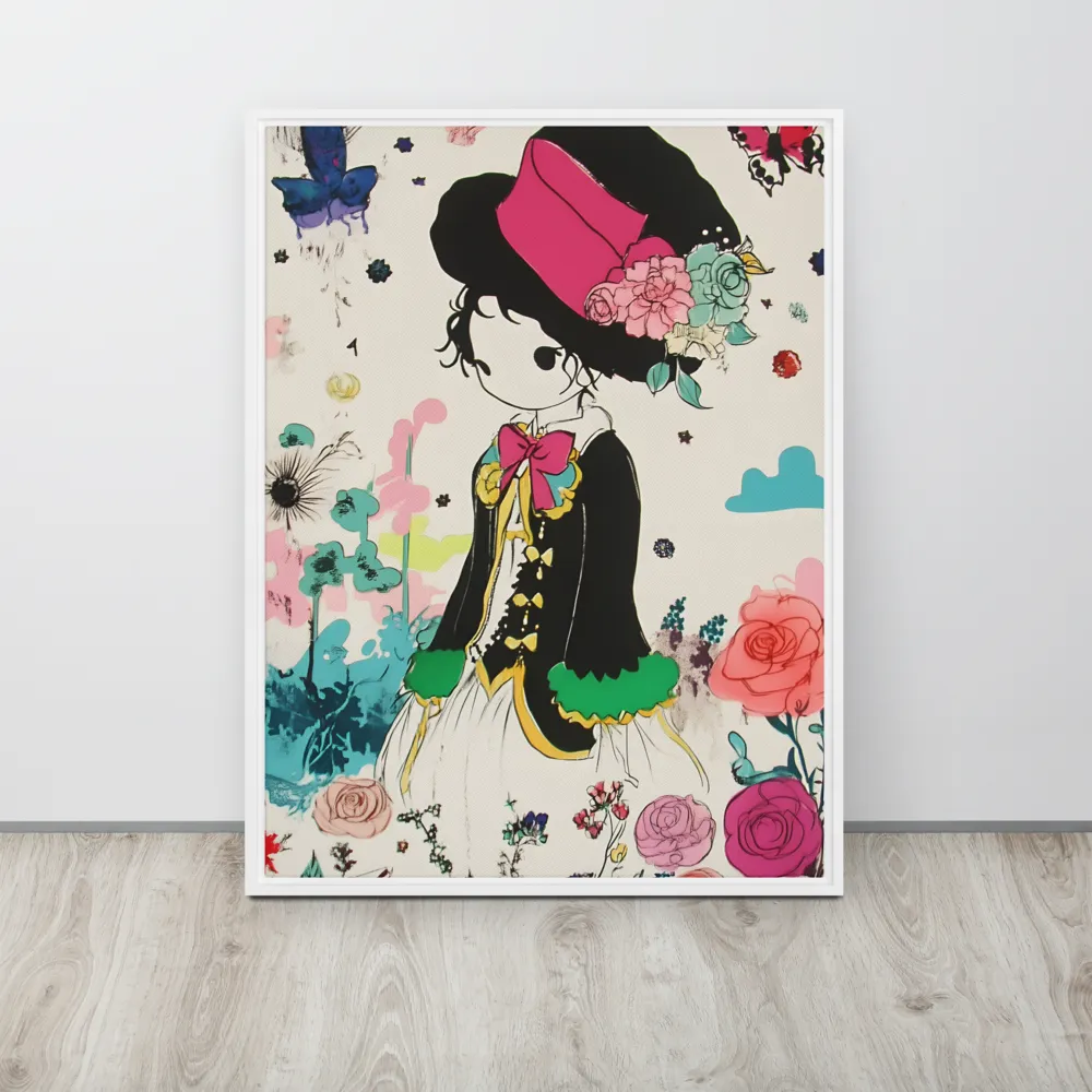 Whimsical Garden Reverie | Canvas with White Frame | 24″×32″