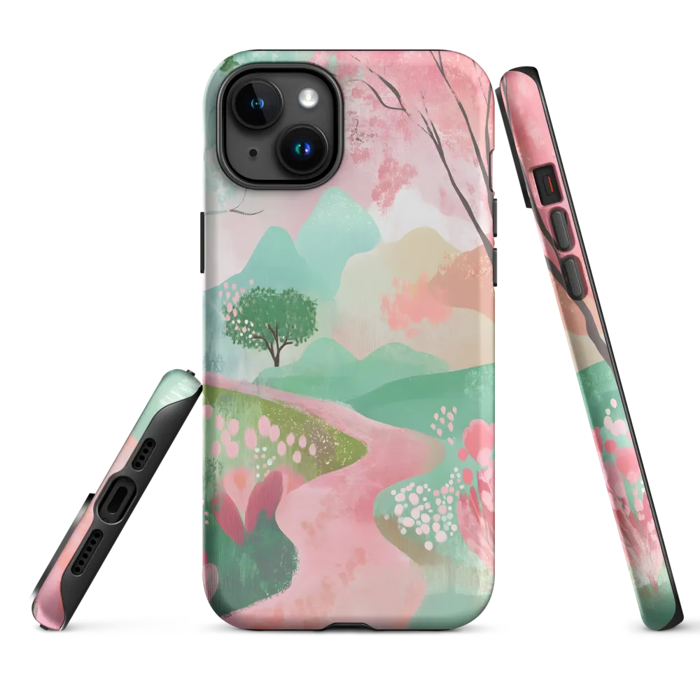 Pastel Path Through Blossoming Hills