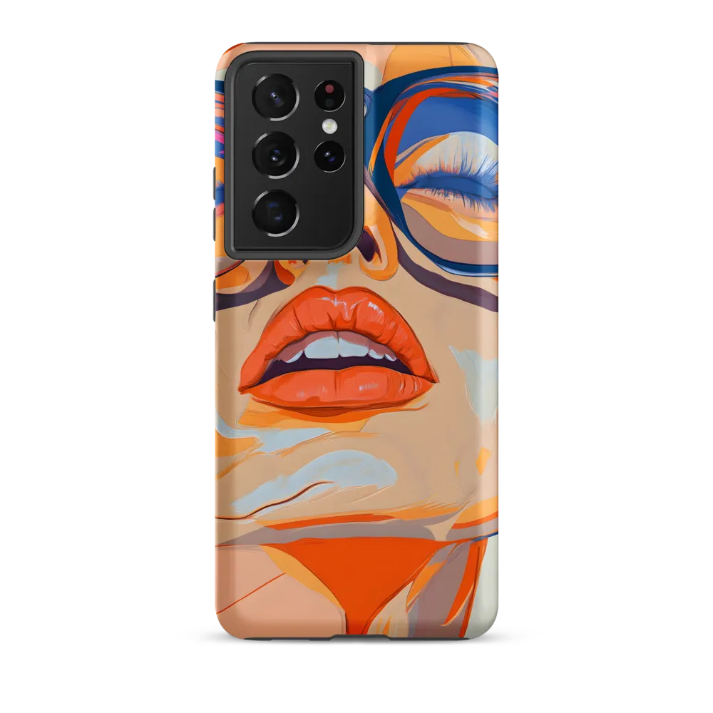 Closed-Eye Portrait in Orange and Blue