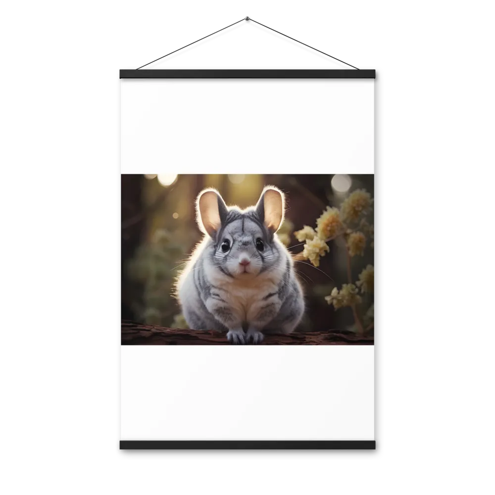 Curious Chinchilla in the Forest | Poster With Black Wood Hanger | 24″×36″