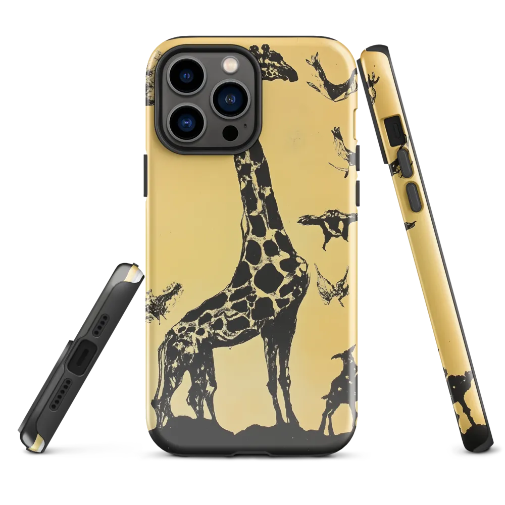 Whimsical Harmony of Giraffe and Birds