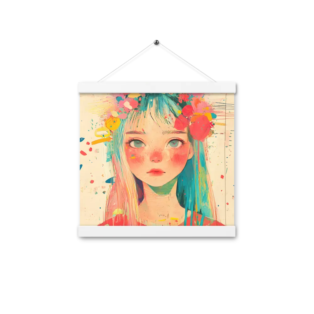 Whimsical Blossom | Poster With White Wood Hanger | 12″×12″