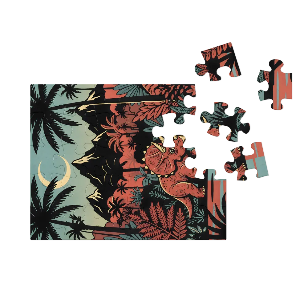 Moonlit Triceratops 
 Jigsaw Puzzle in Tin Box