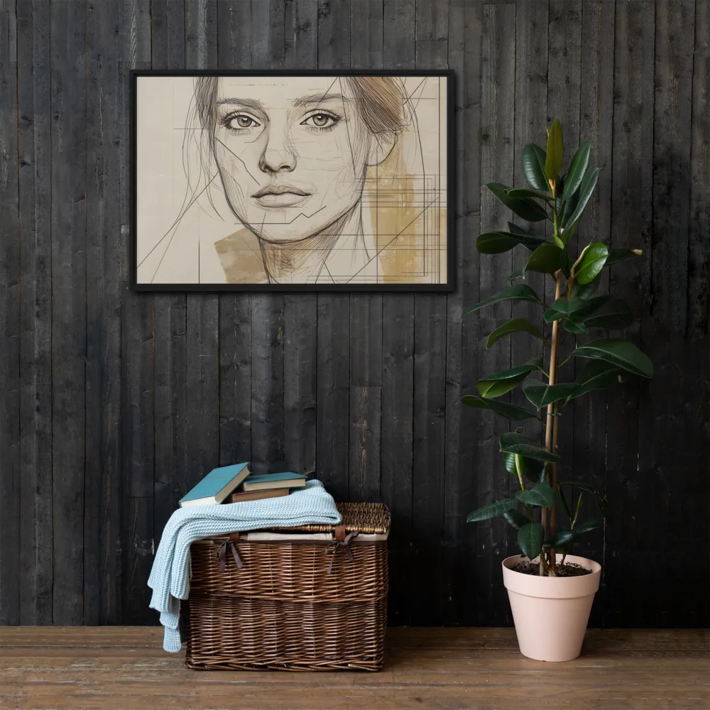 Geometric Elegance: A Modern Portrait | Canvas with Black Frame | 24″×36″