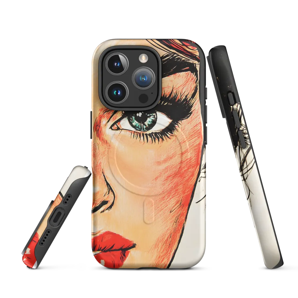 Turquoise Eye, Red Lip — Pop-Illustration Close-Up