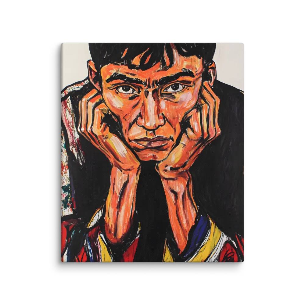 Contemplative Intensity: An Expressionist Portrait | Canvas | 20″×24″