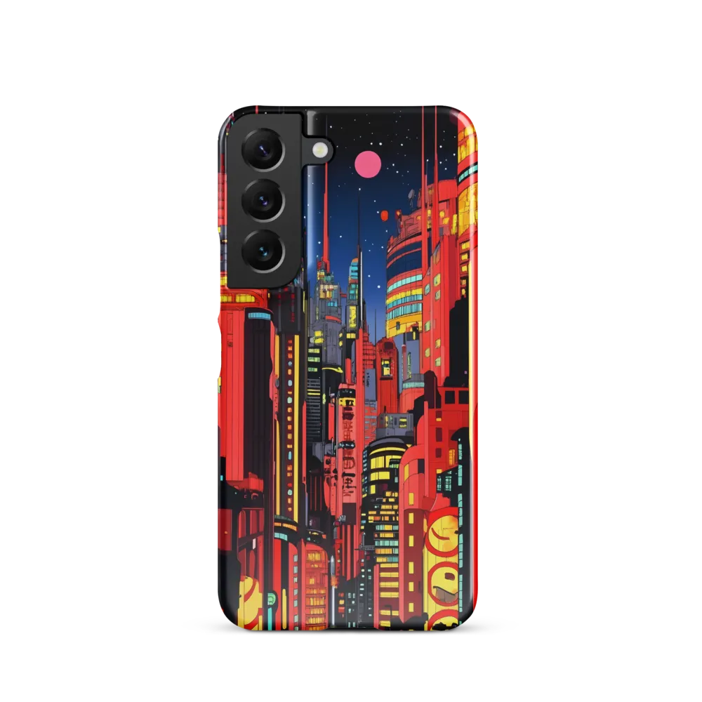 Neon Dreams: A Cyberpunk Cityscape | Phone Case |  S22 | Snap Case | Glossy