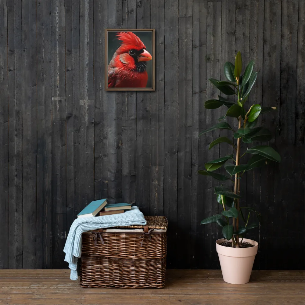 The Bold Cardinal | Canvas with Brown Frame | 11″×14″